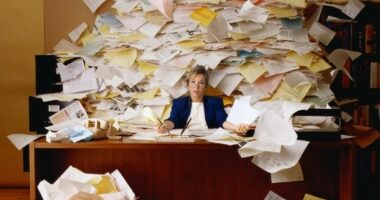 Office Worker with a Pile of Papers